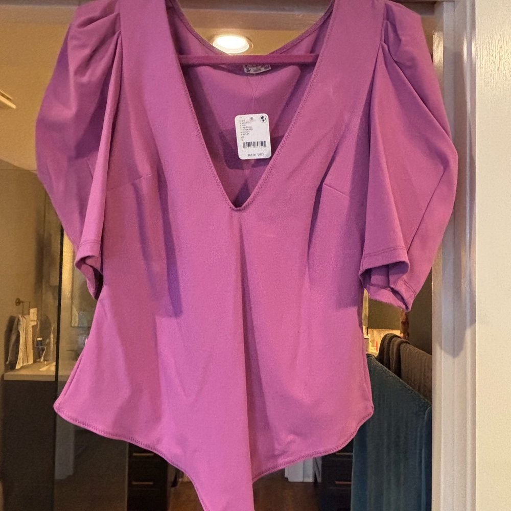 NWT Free People V-Neck Pink Bodysuit